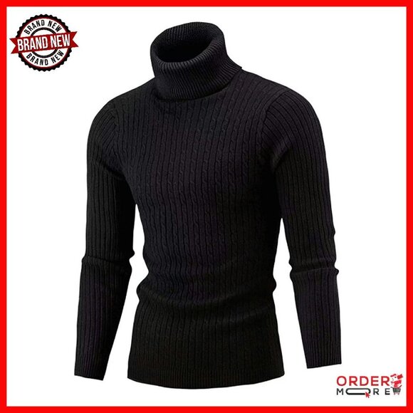 Men's Slim Fit Turtleneck Pullover Sweater Thermal Cold Weather